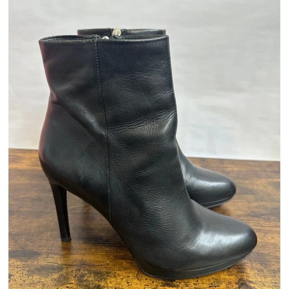 Nine West Quanette Platform Leather Booties Black Ankle Boots High Stiletto 11 M - Picture 12 of 12